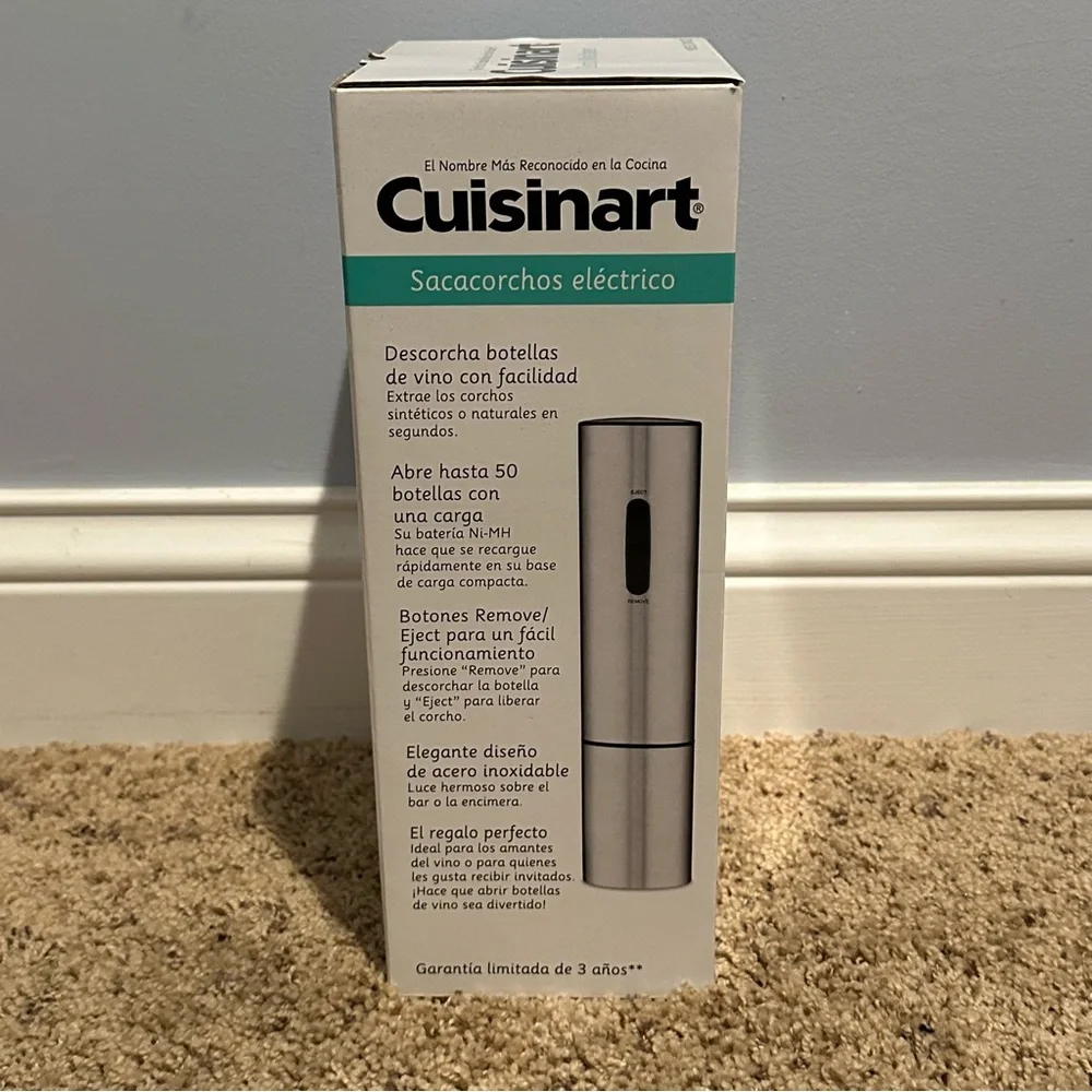NEW Cuisinart Electric Wine Opener. Stainless Steel, Cordless. Great gift!